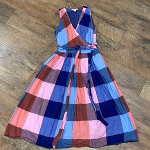 1901 Spring Plaid V-Neck Dress Size 4